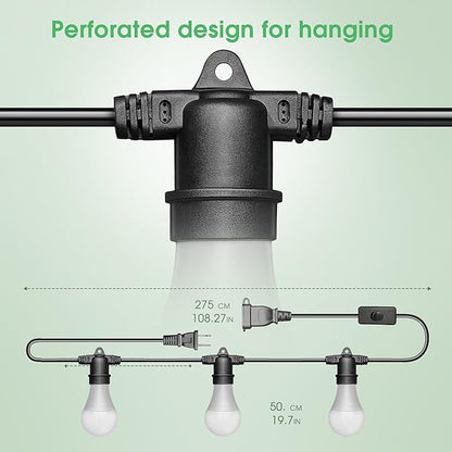 Briignite Hanging Grow Light, 3 LED Full Spectrum Grow Lights with 8.86ft Power Cord, Replaceable Bulbs E26 Base, Linkable Hanging Plant Light, 300W Equivalent