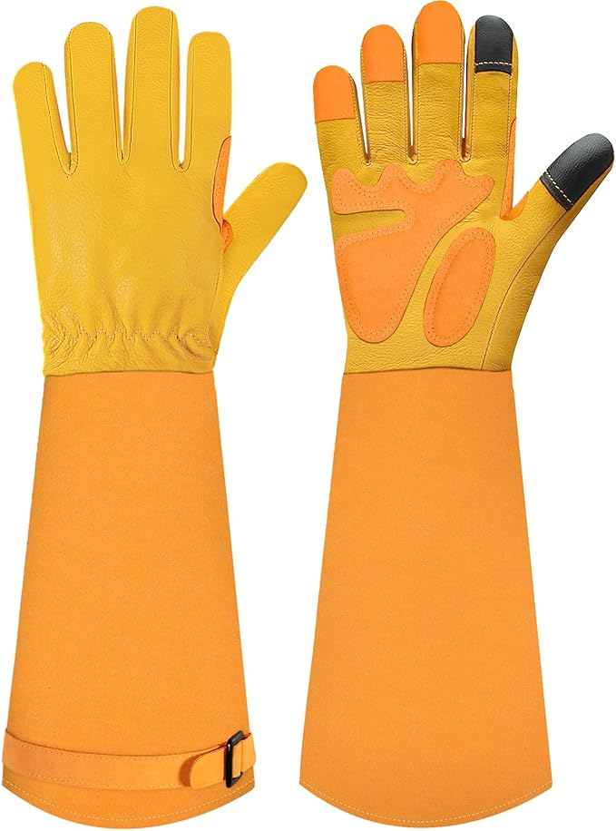 Long-Gardening-Gloves for Women/Men - Thorn Proof Rose Pruning Gloves Heavy Duty Gauntlet-M