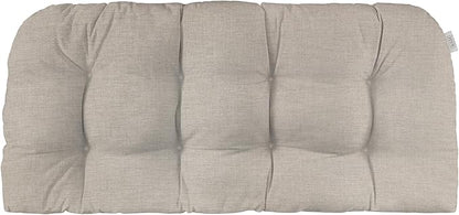 RSH DECOR: Sunbrella Tufted Wicker Loveseat Cushion | 41” x 19" | Water and Fade-Resistant Performance Fabric | Outdoor Settee Cushion for Patio Furniture | Cast Silver