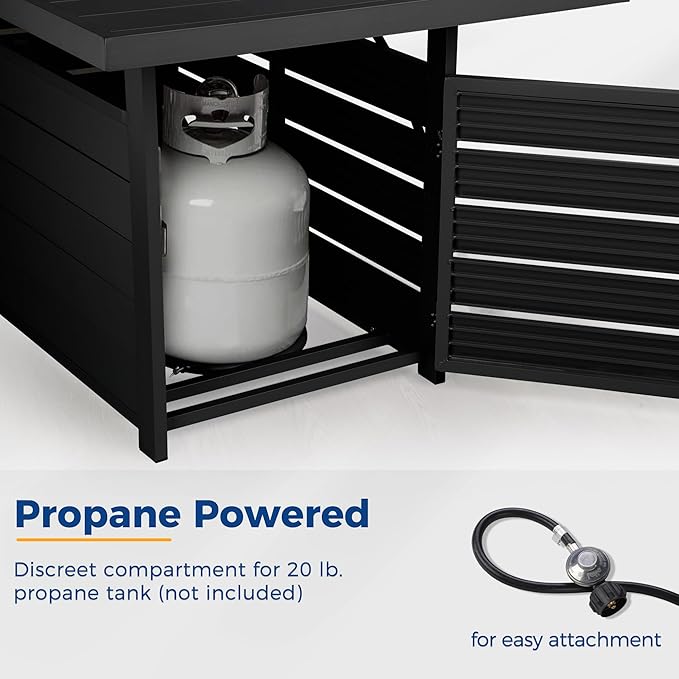 Wisteria Lane 54.3” Outdoor Patio Aluminum Fire Pit Table, 50000 BTU CSA Certified Propane Gas Fire Pit, Rectangular Fire Table w/Stainless Burner, Lava Rock, Waterproof Cover