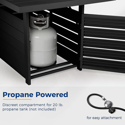 Wisteria Lane 54.3” Outdoor Patio Aluminum Fire Pit Table, 50000 BTU CSA Certified Propane Gas Fire Pit, Rectangular Fire Table w/Stainless Burner, Lava Rock, Waterproof Cover