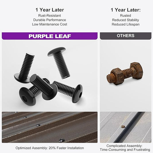 PURPLE LEAF 12’ X 20’ Outdoor Hardtop Gazebo Metal Frame Galvanized Steel Double Roof with Curtains and Nettings for Patio Desk Backyard Bronze