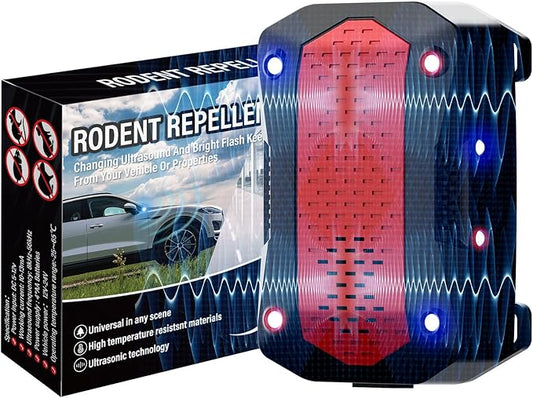 Ultrasonic Rodent Repellent, Plug-in Mouse Rat Pest Bat Squirrels Skunks Repellent for Car with Battery Powered Under Hood, Keep Mice Out of Cars Engines, Indoor, Outdoor, Garage, Room