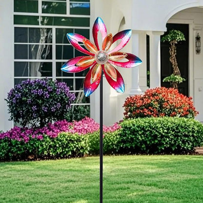 WONDER GARDEN Wind Spinners for Yard and Garden-Solar Wind Spinner - 5.2 FT Wind Sculptures & Spinners Windmill with LED Light Glass Ball for Garden Patio Outdoor Decor