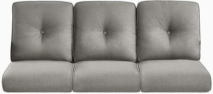 Pop 22x25/22x24 Outdoor Cushions for Patio Couch Chairs Set of 3 - High Back Comfy Outside Seat Cushions for Lawn Wicker Dining Rocker Glider Loveseat 3-Seater Sectional Sofa - Grey/Button