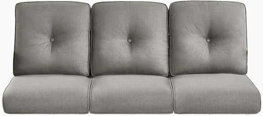 Pop 22x25/22x24 Outdoor Cushions for Patio Couch Chairs Set of 3 - High Back Comfy Outside Seat Cushions for Lawn Wicker Dining Rocker Glider Loveseat 3-Seater Sectional Sofa - Grey/Button