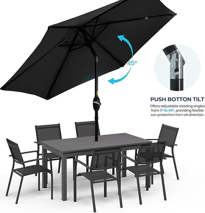 SUNVIVI OUTDOOR Outdoor Patio Umbrella, Patio Umbrella, Market Umbrella, Large Outdoor Umbrella, Metal Pole Umbrella with Push Button Tilt and Crank, Polyester Canopy