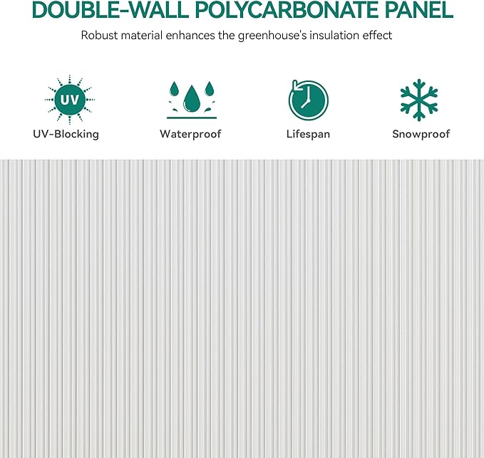 YITAHOME 6X12FT Polycarbonate Greenhouse Large Heavy Duty Green Houses Outdoor Greenhouses Aluminum Sliding Doors Vent Window for Garden Backyard, Silver