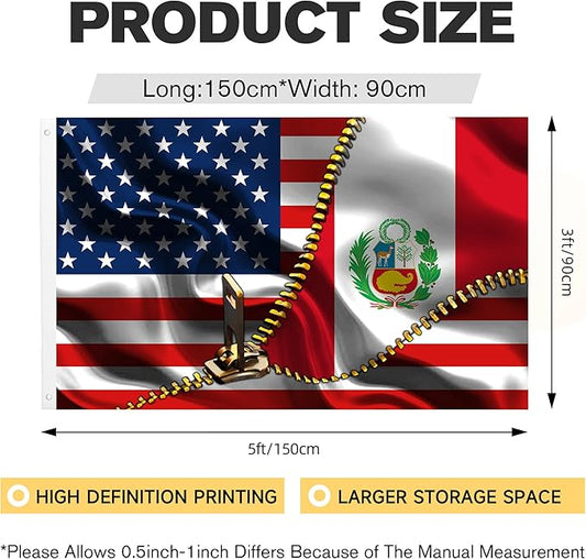 Vintage American America Usa Peruvians Peru Flags For Outside Yard 3x5 Ft Double Sided Printed 100d Polyester Lightweight Garden Welcome Outdoor Banner Brass Grommets