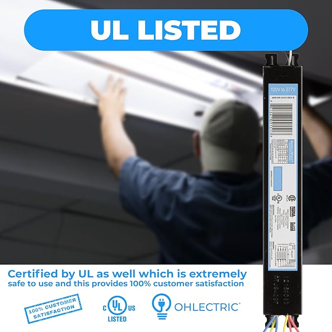 OHLECTRIC Replacement for ICN4P32-SC 2&3 Lamp - T8 Fluorescent Ballast, Electronic Ballast Replacement 120-277 Volt, Instant Start - Standard and Energy Efficient Ballasts - UL Approved