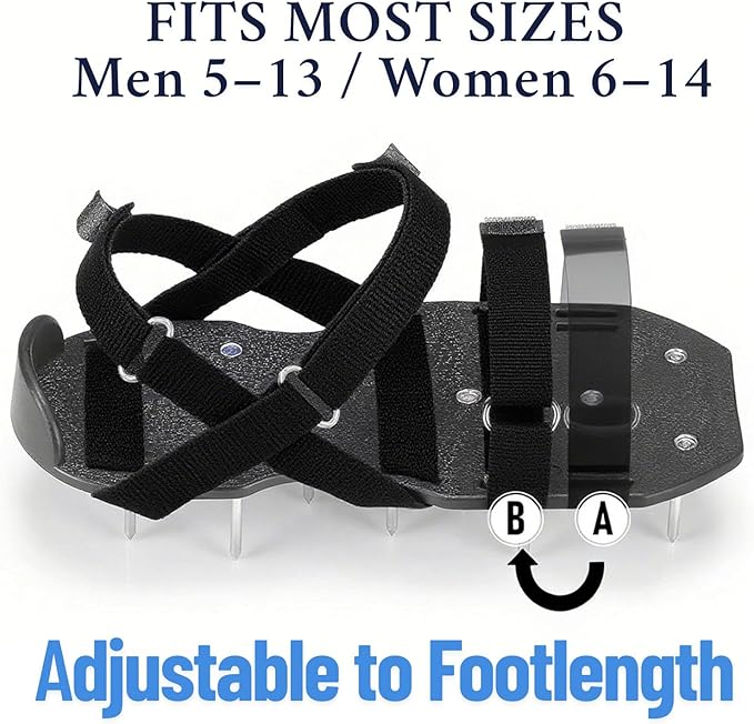 Lawn Aerator Shoes with 2.1” Spikes for Grass Aeration, Spiked Shoes for Lawn Care, Adjustable Heavy-Duty Strap Fit, Gardening Aerator Tool for Yard, Soil & Epoxy Floors