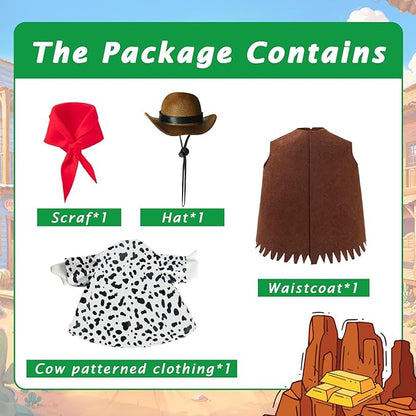 Western Cowboy Porch Goose Outfits for 23" Lawn Statues, Cute Cowboy Hat, Triangular Scarf & Clothes Set for Concrete/Plastic/Cement Goose, Western Theme Costume for Outdoor Patio, Yard Decor