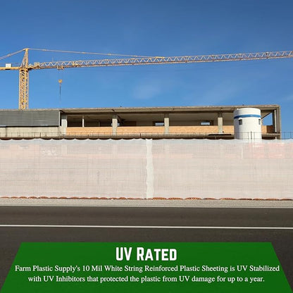 Farm Plastic Supply - Dura Skrim 10 Mil White String Reinforced Plastic Sheeting - White Plastic Sheeting, 10 Mil White Plastic Sheeting, String Reinforced Plastic Sheeting (20' x 100')