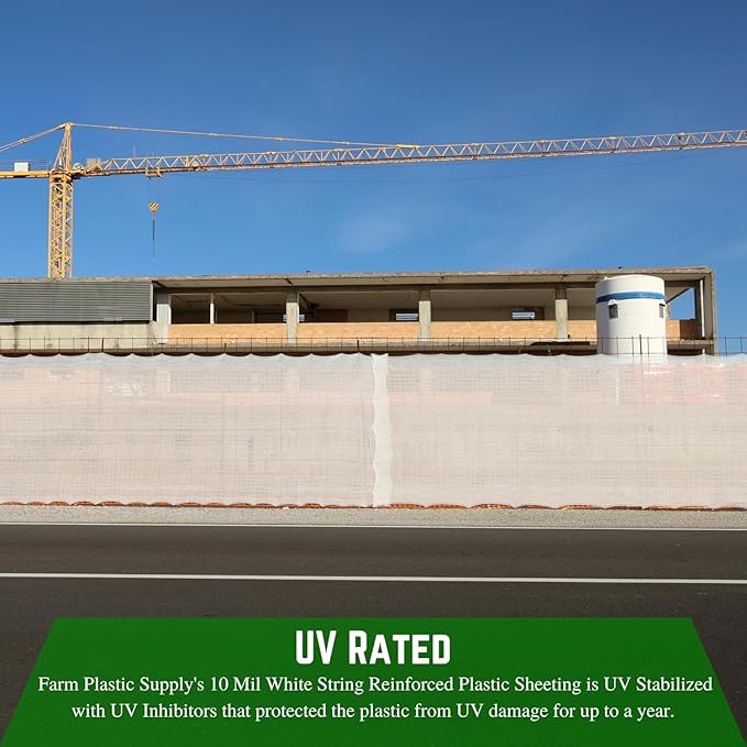 Farm Plastic Supply - Dura Skrim 10 Mil White String Reinforced Plastic Sheeting - White Plastic Sheeting, 10 Mil White Plastic Sheeting, String Reinforced Plastic Sheeting (32' x 100')