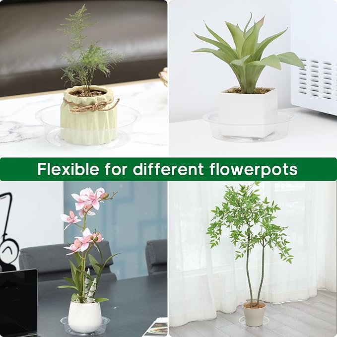 JERIA 40 Pack Clear Plant Saucers（6 Inch、8Inch、10 Inch、12 Inch）,Plastic Flower Pot Trays,Round Durable Plant Drip Trays for Indoor and Outdoor