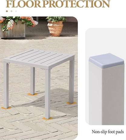 Crestlive Products Aluminum Outdoor Side Table, Pool Lounge Chair Side Table, Weather Resistant Small Square Coffee End Table for Patio, Yard, Garden, Porch, Deck, Indoor, Outdoor