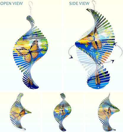 15In 3D Butterfly Wind Spinner - Creates Fluttering Effect, Outdoor & Indoor Hanging Garden Decor, Kinetic Yard Art Ornament - Gift for Women/Mother/Father/Men
