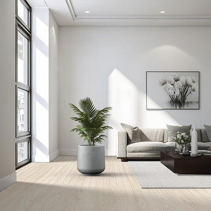 Kante 15.3" Dia Round Concrete Planter, Outdoor Indoor Large Plant Pots Containers with Drainage Hole and Rubber Plug for Home Garden Patio, Gray Concrete