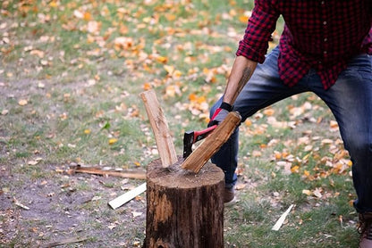 INTERTOOL Wood Splitting Maul and and Hatchet Combo Set - 35-inch Axe and 15-inch Camping Chopping Hatchet with Shock Absorbing Fiberglass Handles with Blade Protectors HT-0275-0261
