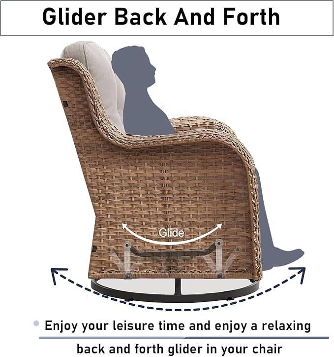 Swivel Rocker Patio Chairs：8 Pieces Patio Swivel Rocker Chairs with Wicker Armrests Patio Swivel Rocking Chair Outdoor Swivel Rocker Patio Chair