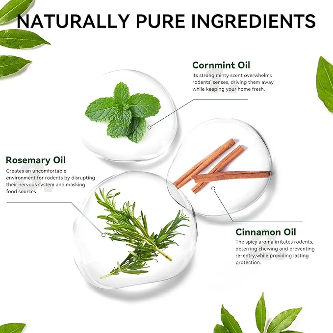 Extra-Strength Mouse Repellent Pouches with Cinnamon/Cornmint Oils, (20 Pouches) Natural Rodent Repellent, Indoor & Outdoor Mice Repellent, Safe for Pets and Kids