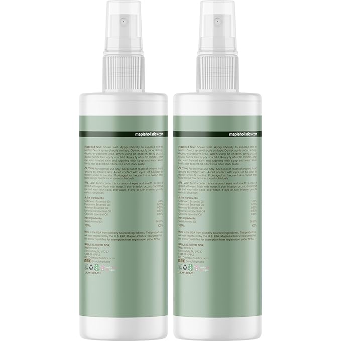 Natural Bug Repellent Spray for Body - DEET Free Bug Spray for Kids & Adults for Ticks Mosquitoes & Insects - Made with Citronella Rosemary & Lemongrass - Light Scent Vegan & Cruelty Free (8 Fl Oz)