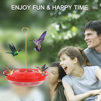 Hummingbird Feeders for Outdoors - No Leak Humming Bird Feeder, Easy to Clean & Fill, High View Perch, 5 Feeder Ports, Perfect for Hanging on The Tree,Yard. Hanger, Brush Incl, 14 Oz