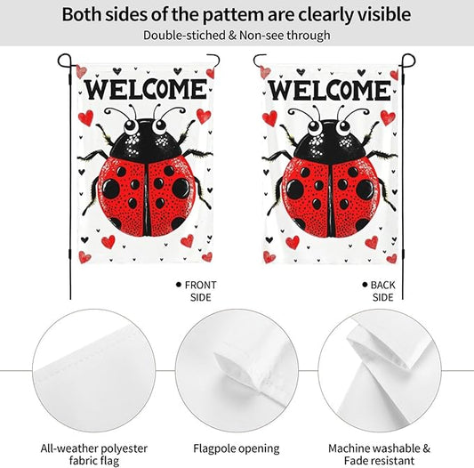 Insect Garden Flag Vertical Double Sided Outdoor Yard Flags 12.5x18 Inch Burlap Banners for House Lawn