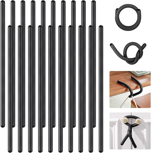 20 Pcs 17 Inch EVA Foam Twist Rubber Ties Reusable Bendable Cable Tie Straps Flexible Heavy Duty Twisty Ties for Organizing Cords Bundling (Black)