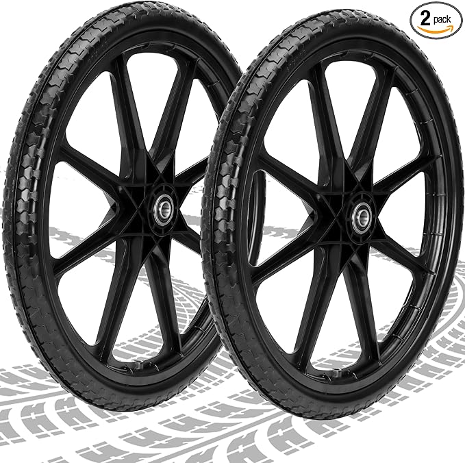 Upgraded 20x1.95" Flat Free Tires Compatible with rubber-maid Wheelbarrow Wheels, 20" Flat Free Tires with 3/4" Bearing Replacement for Cart Wheels/Big Wheel Utility Carts(3/4" Bearing)