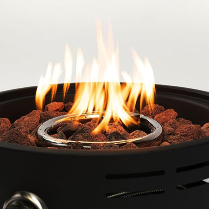 15" Portable Propane Tabletop Fire Pit, 40000 BTU Outdoor Gas Fire Bowl with Lid & Lava Rocks, Compact Steel Patio Heater for Camping, Balcony, Garden, Backyard, Easy Ignition & Adjustable Flame