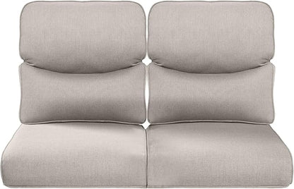 Pop 22x25/22x24 Outdoor Seat Cushions Set of 2 - Comfortable High Back Water-Resistant Patio Wicker Chairs Cushion for Dining Rocker Glider Loveseat Couch Sectional Sofa - Beige/Smile