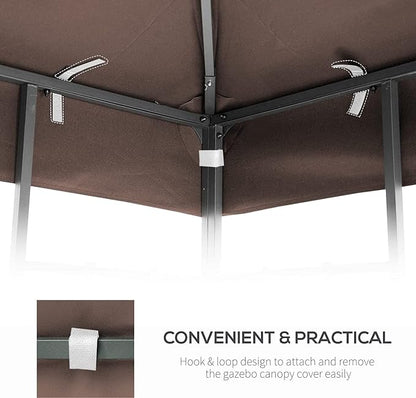 10x10 Ft Gazebo Canopy Replacement Cover, Double Tiered Gazebo Replacement Top (Coffee)