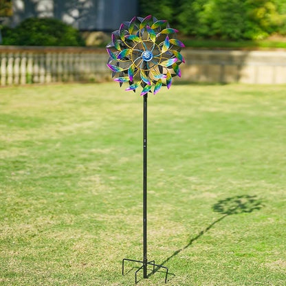 DREAMSOUL 360° Wind Spinners Outdoor with Metal Stake, Kinetic Two-Way Wind Spinners for Yard and Garden Decor (63 * 13 Inches)