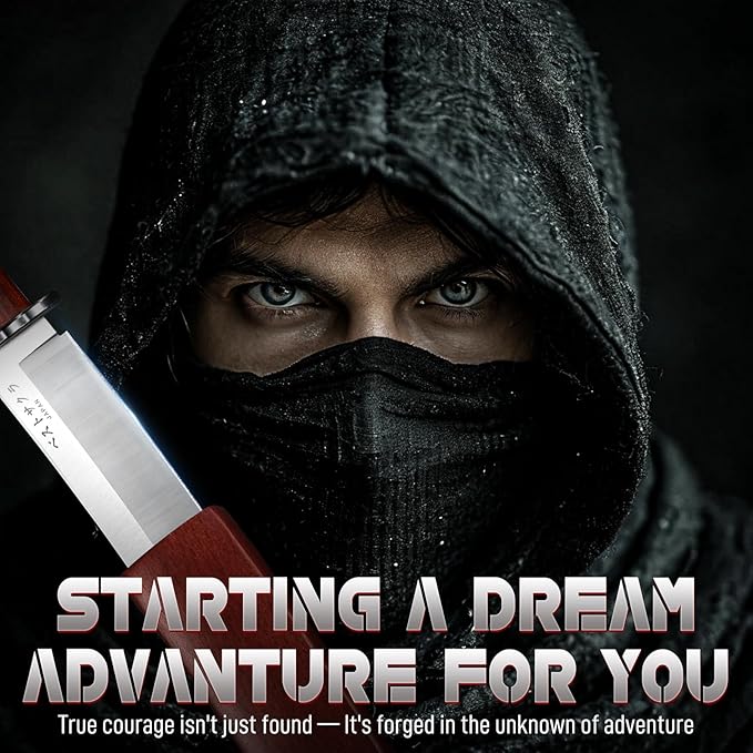 Japanese Fixed Blade Knife - Tanto Knives with Wooden Sheath - Survival Knives with Full Tang Handle - Bushcraft knives for Camping Outdoor, Gifts for Men