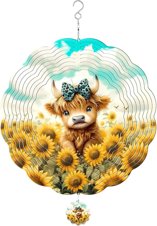 Honey Bear Hanging Wind Spinners for Women Men, 12 Inch Metal 3D, Stainless Steel Hanging Wind Catchers Sculpture for Outside, Christmas Decoration Garden, Unique Gift Xmas