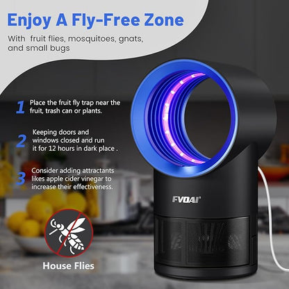 Fly Traps Indoor,Fruit Fly Trap for Indoors Mosquito Trap Indoor Insect Trap with Suction, Time Setting, Bug Light & 10 Pcs Sticky Glue Boards (Blue)