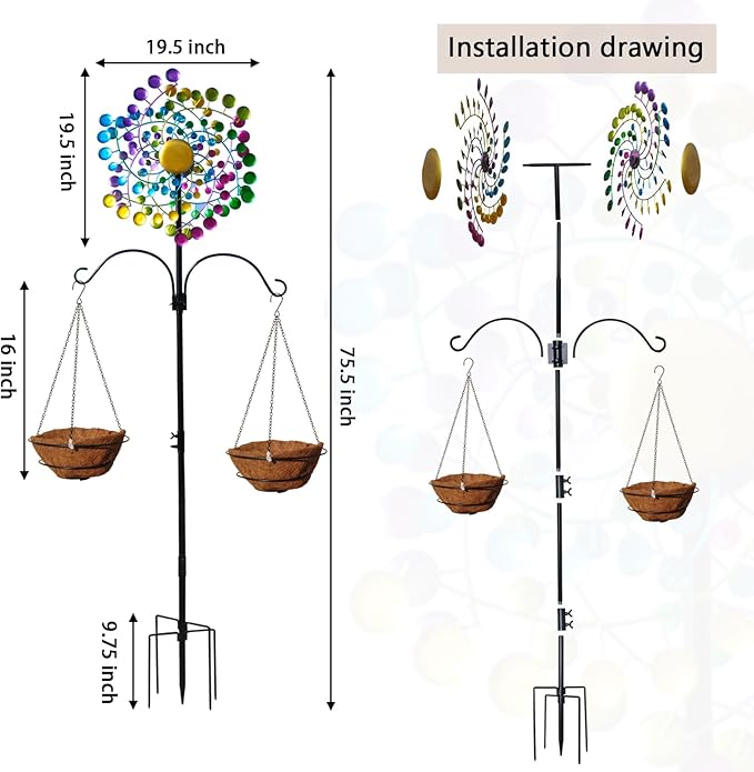 Wind Spinners Large Metal Outdoor Windmill Garden Spinner Yard Spinners Kinetic Lawn Art Patio Wind Spinners Garden Decor