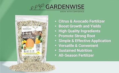 6-4-6 Avocado and Citrus Tree Professional Fertilizer Plant Food for Outdoor/Indoor Gardening; Quick-Release Nitrogen Fertilizer; Orange, Lime, Avocado and Lemon Tree Fertilizer (2 QUARTS)