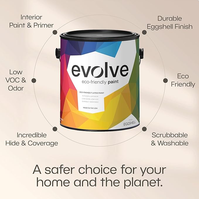EVOLVE Paint & Primer: Environment-friendly, Low Sheen with One-coat Coverage for Interior & Exterior surfaces (Morning Frost, 5-Gallon)