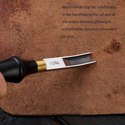 Diudus Leather Edge Beveler Tool, French Skiver, Wide Mouth Leather Edge Bevelers Skiving 8mm, Leather Edge Trimmer Crafting Tools with Wooden Handle for DIY Leather Craft