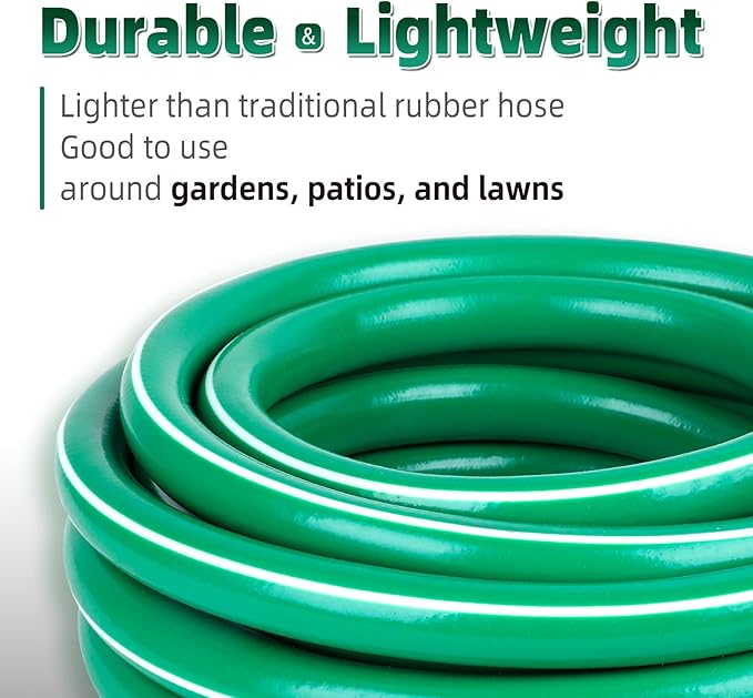 Worth Short Lead-in Green Garden Hose 3/4 in. x 12 ft. -Kink Free, No Leaking, Male/Female Fittings -Heavy Duty Durable Flexible Lightweight Water Pipe -Brass Aluminum Ends for Household & Commercial