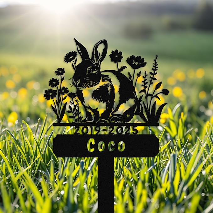 Custom Rabbit Grave Marker,Personalized Bunny Memorial Garden Stake,Pet Memorial Gift,Remembrance Stake,Loss of Bunny,Sympathy Sign Rabbit 10inch