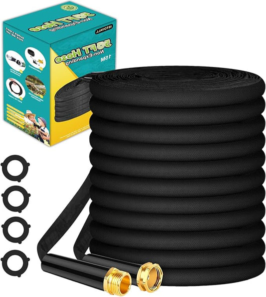 Garden Hose 50ft - Non-Expanding, Kink-Free, High-Pressure,Ultra-Lightweight & Flexible Water Hose with 550 PSI Burst Resistance - All-Weather Use for Lawns, Gardens, Car Washing & Pet Care (Gold)