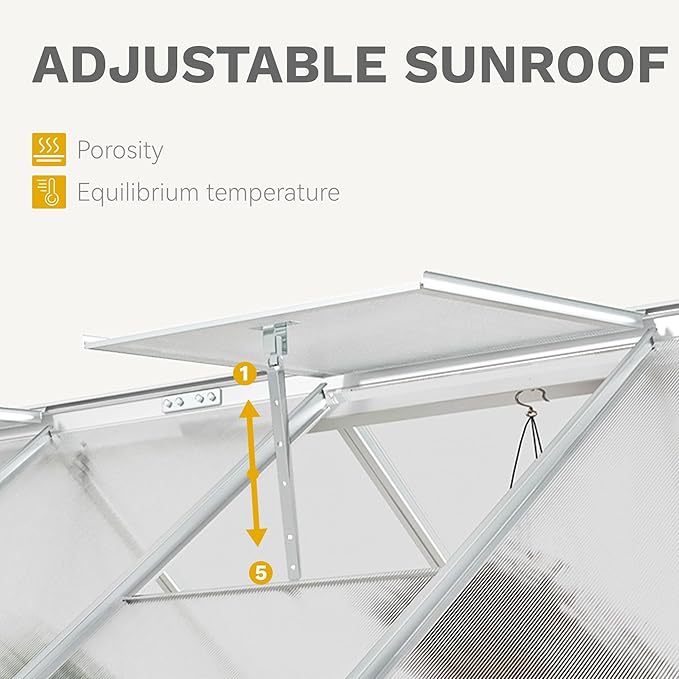DWVO 6x12FT Polycarbonate Greenhouse for Outdoors, Large Heavy Duty Aluminum Greenhouses with Sliding Doors and Vent Window, Walk-in Greenhouse for Garden Backyard, Easy to Setup, Silver
