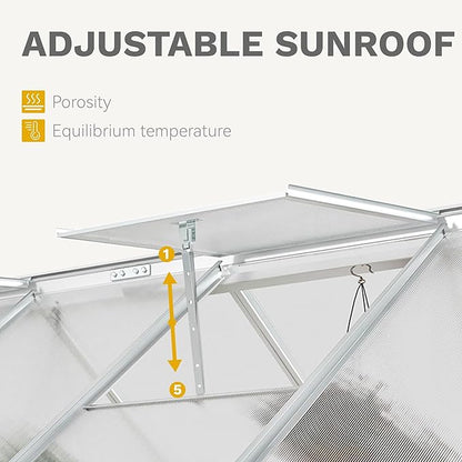 DWVO 6x12FT Polycarbonate Greenhouse for Outdoors, Large Heavy Duty Aluminum Greenhouses with Sliding Doors and Vent Window, Walk-in Greenhouse for Garden Backyard, Easy to Setup, Silver
