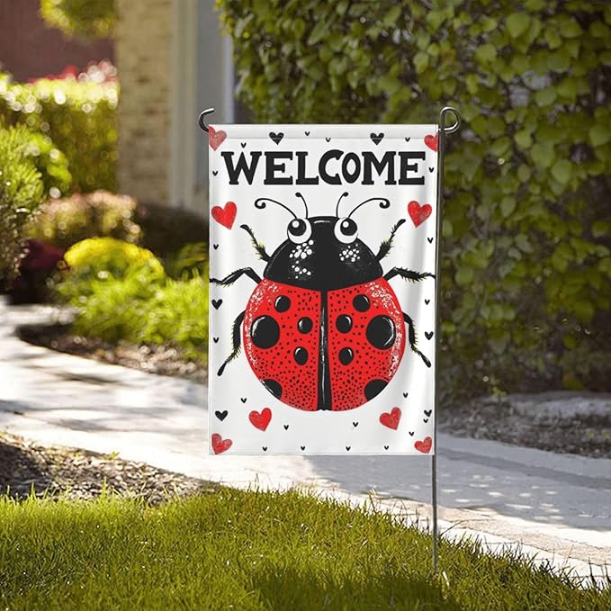 Insect Garden Flag Vertical Double Sided Outdoor Yard Flags 12.5x18 Inch Burlap Banners for House Lawn