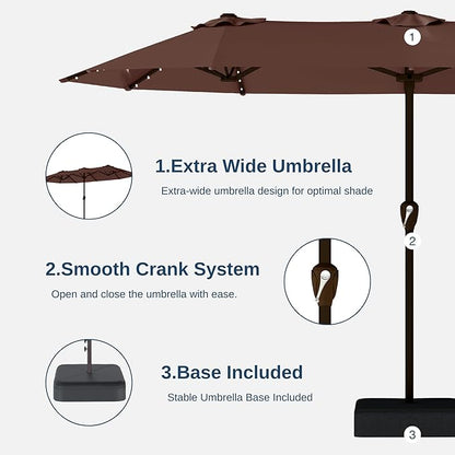 13FT Double Sided Patio Umbrella with LED Lighted