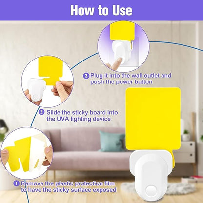 2 Pack Electronic Flying Insect Trap Plug in, Flea, Mosquito, Fly, Gnat, Moth, and Bug Killer Catcher, Fruit Flying Traps for Indoor and Office, Mosquito Trap with Night Light and 10 Sticky Boards