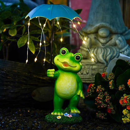 Solar Frog Statue Garden Decor - Funny Solar Outdoor Yard Garden Statue - Unique Design Gifts for Women,Mom